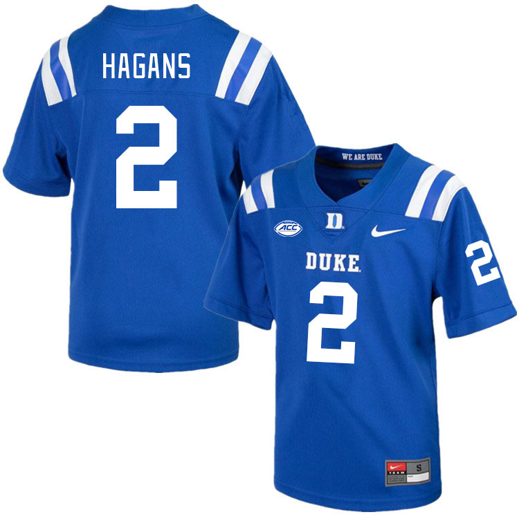 Men #2 Sahmir Hagans Duke Blue Devils College Football Jerseys Stitched Sale-Royal